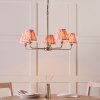 Klasyczna lampa wisząca pięciopłomienna abażurowa jedwabna mosiężna minimalistyczna uniwersalna Lille 118045 ENDON